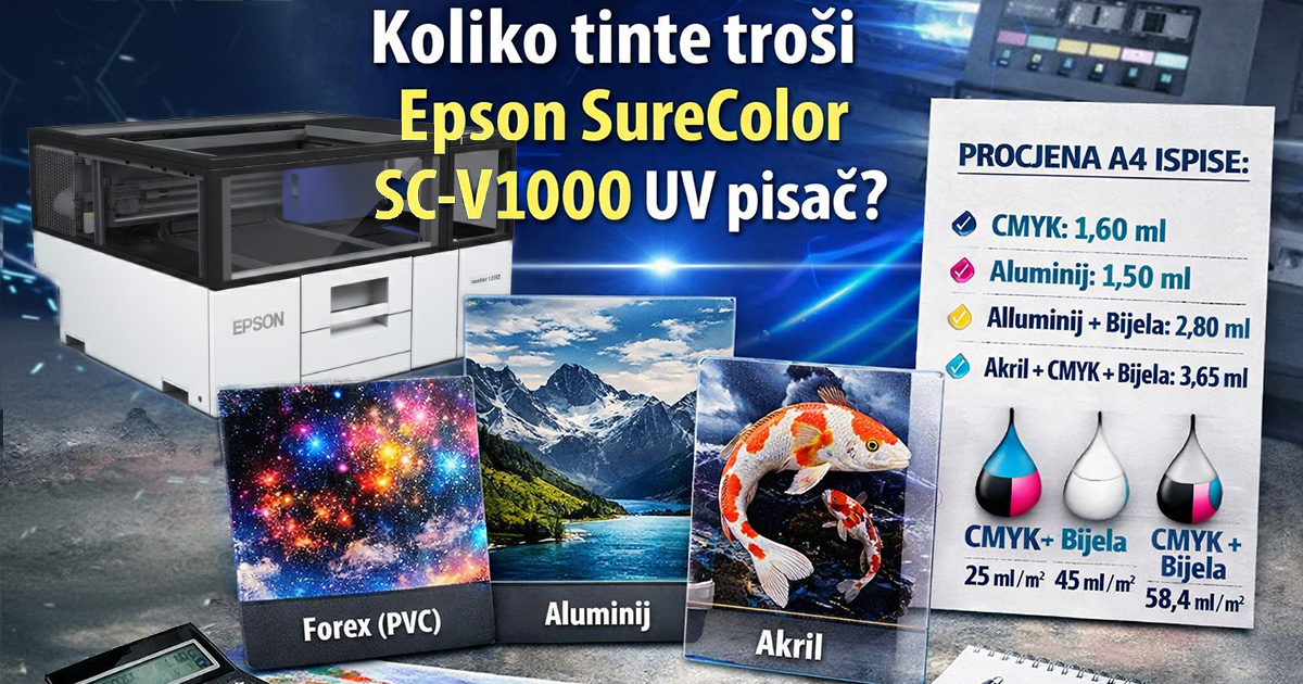 Kolika je potrošnja tinte na Epson SureColor SC-V1000 UV pisaču?